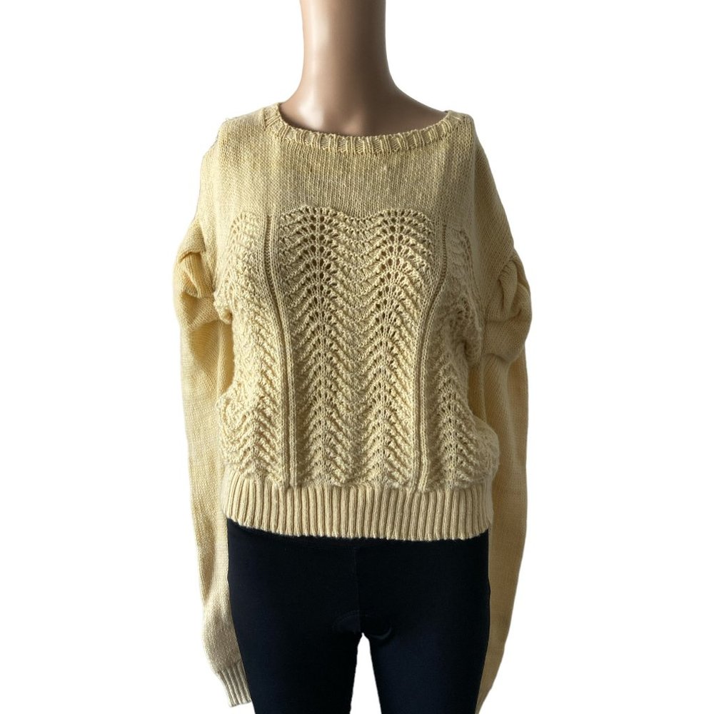 Tach Clothing Yellow Wool Size L Cable Sweater